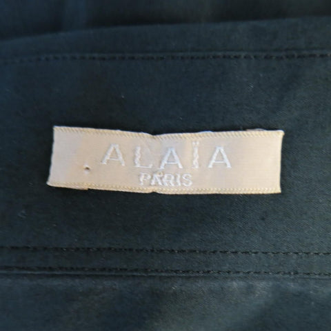 ALAIA Talla US 10 Vestido camisero con cuello y falda en la espalda de algodón negro