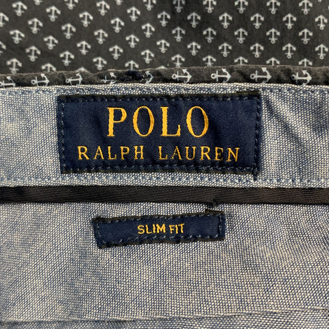 RALPH LAUREN Size 28 Navy Anchor Print Cotton Zip Fly Casual Pants
