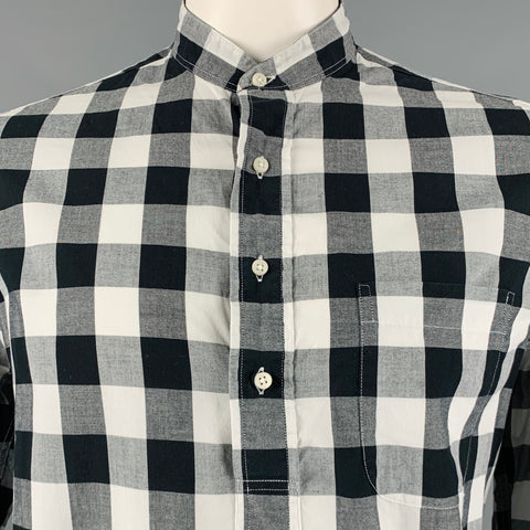 GITMAN VINTAGE Taille L Noir Blanc Buffalo Plaid Coton Tunique Chemise à manches longues