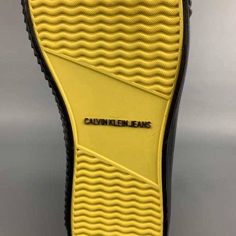 CALVIN KLEIN 205W39NYC Size 12 Black & Yellow Iconic Warhol Canvas High Top Sneakers