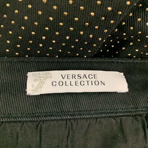 VERSACE COLLECTION Size 32 Black Gold Studded Cotton Casual Pants