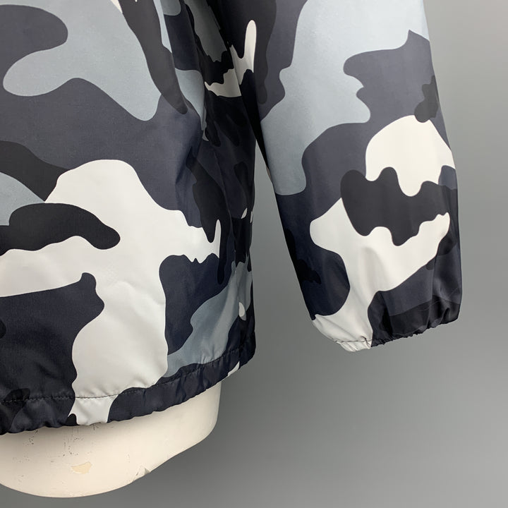 VALENTINO Chest Size XL Size XL Black & Grey Camouflage Polyamide Snaps Jacket
