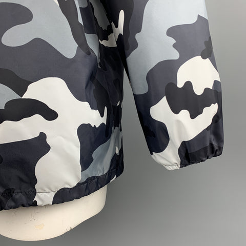 VALENTINO Taille Poitrine XL Taille XL Veste Noir &amp; Gris Camouflage Polyamide Snaps