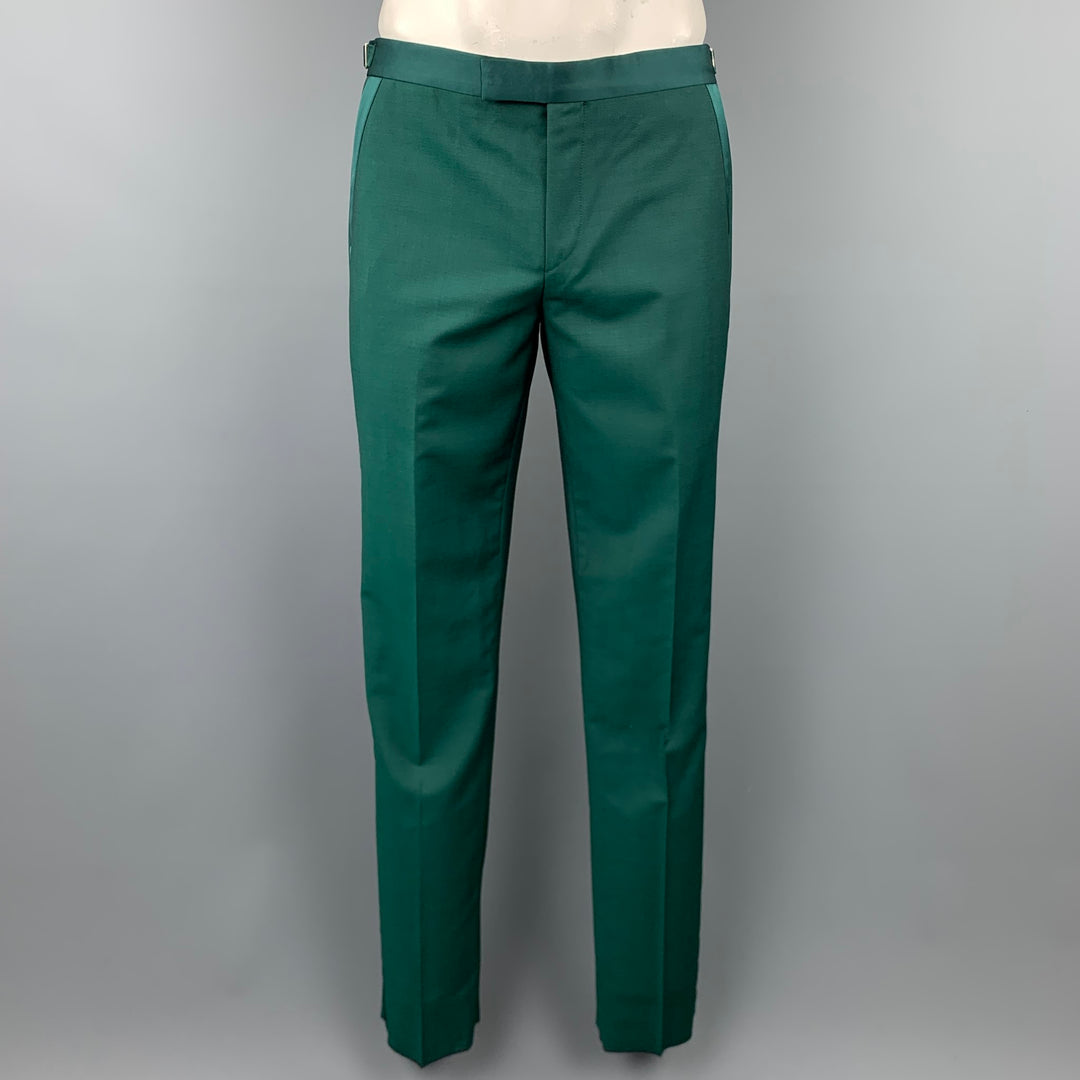 PAUL SMITH Soho Fit Size 40 Regular Green Wool / Mohair Notch Lapel Tuxedo Suit