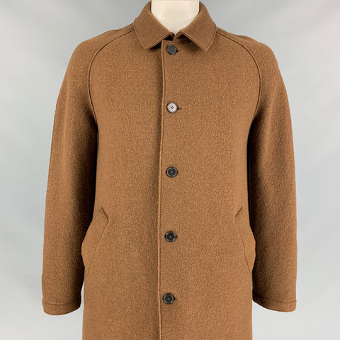 HARRIS WHARF LONDON Size 44 Brown Textured Wool Buttoned Coat