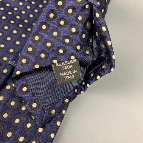 ERMENEGILDO ZEGNA Navy & Black Dots Silk Tie