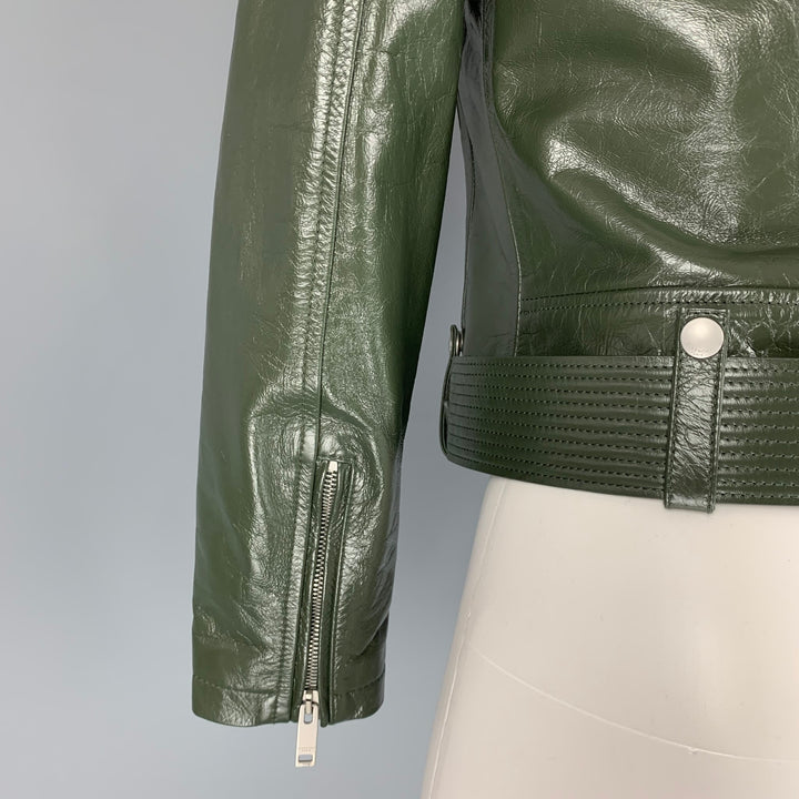 GIVENCHY Size 4 Green Leather Calfskin Biker Jacket