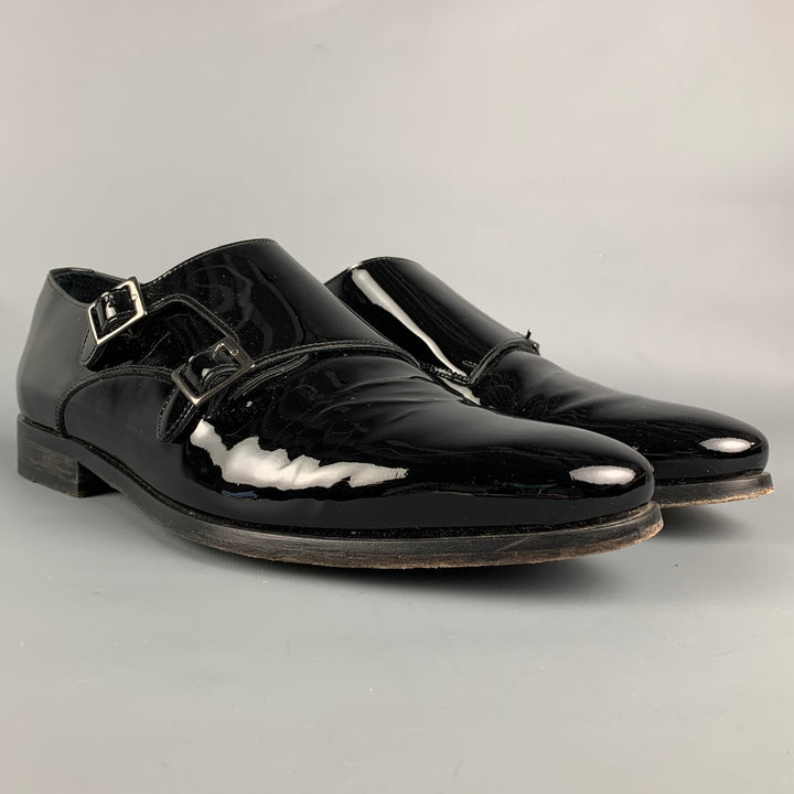 SUIT SUPPLY Size 10 Black Leather Double Monk Strap Loafers