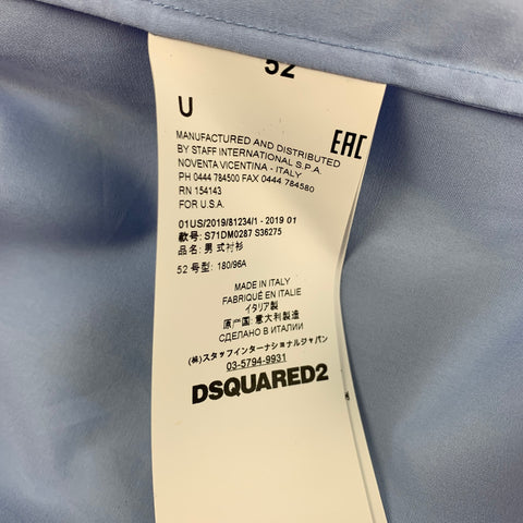 DSQUARED2 Size L Blue Multi-Color Print Cotton Camp Short Sleeve Shirt