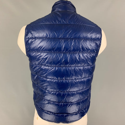 MONCLER Size L Blue Quilted Nylon Lightweight Vest