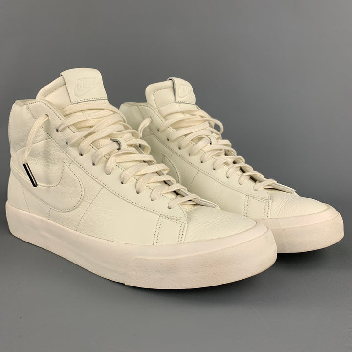 NIKE Size 10.5 Off White Leather High Top Blazer Sneakers