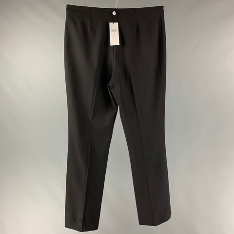 RALPH LAUREN BLACK LABEL Size 12 Black Wool Blend Solid Straight Dress Pants