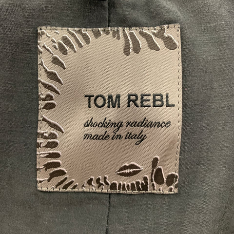 TOM REBL Size 40 Black & Gold Chevron Polyester Blend Peak Lapel Suit