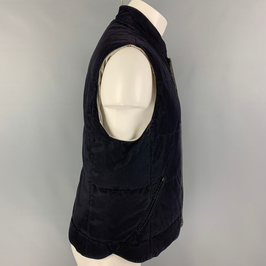 BRUNELLO CUCINELLI for BERGDORF GOODMAN Size S Navy Grey Polyester Nylon Vest