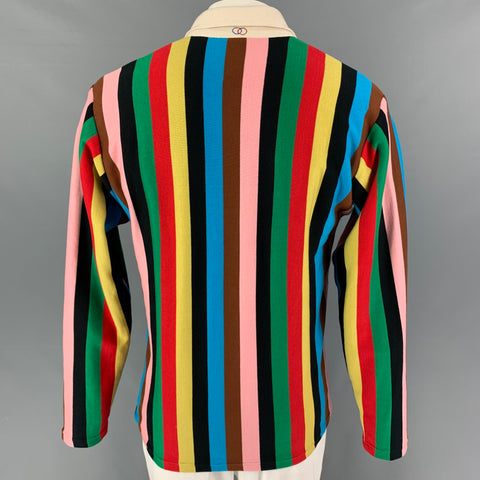 ROWING BLAZERS Size L Multi-Color Vertical Stripe Cotton Long Sleeve Polo
