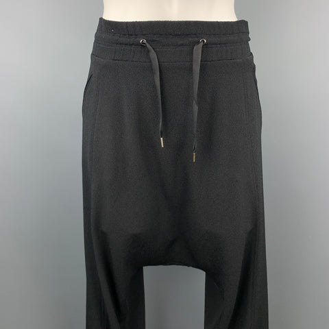 VANESSA BRUNO Taille 4 Pantalon habillé en polyester texturé noir avec cordon de serrage
