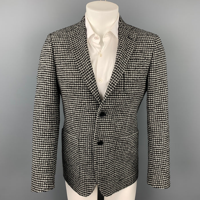 MICHAEL KORS Size 36 Black & Grey Houndstooth Wool Blend Sport Coat
