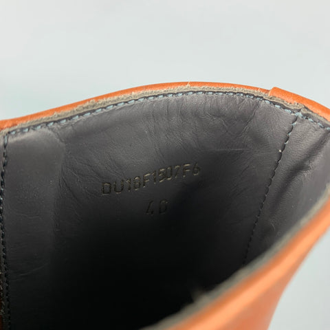 ALFRED DUNHILL Size 13 Cognac Antique Leather Side Zipper Duke Boots
