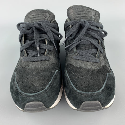 NEW BALANCE Reigning Champ Size 11.5 Black Suede Lace Up Sneakers
