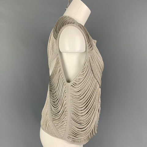 GIORGIO ARMANI Size 12 Grey Silver Viscose Blend Metallic Dress Top