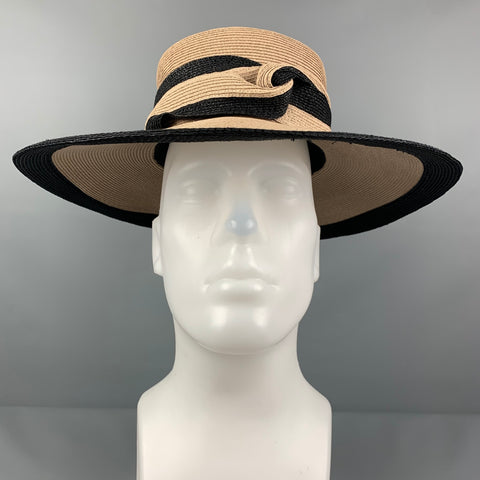 SUZANNE Beige Black Woven Hat