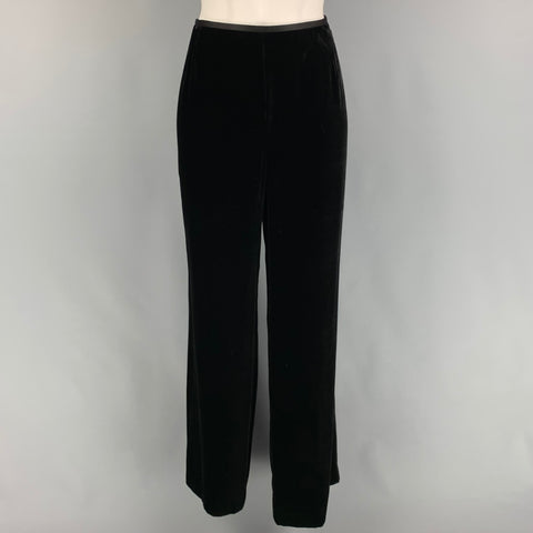 ARMANI COLLEZIONI Taille 8 Pantalon habillé en soie viscose noire à jambe large