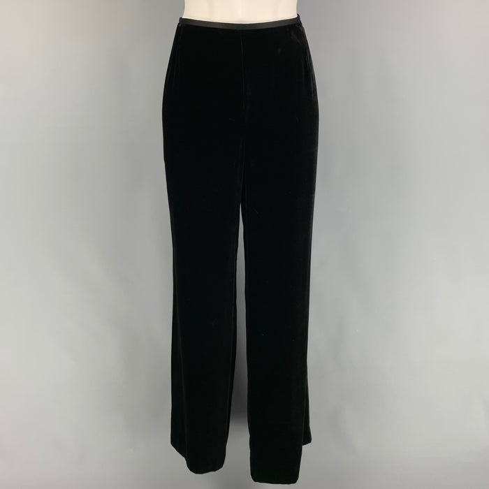 ARMANI COLLEZIONI Size 8 Black Viscose Silk Wide Leg Dress Pants