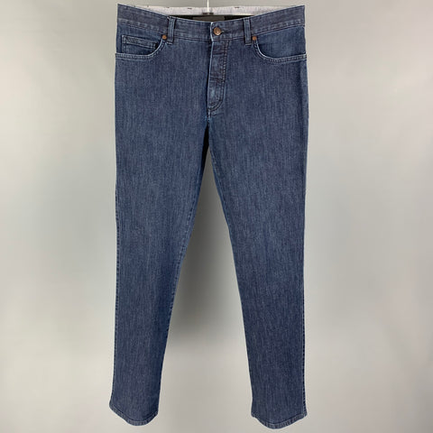 ERMENEGILDO ZEGNA Size 33 Blue Cotton Slim Jeans