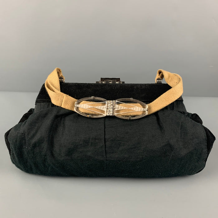 MARNI Black Mixed Fabrics Suede Fabric Evening Handbag