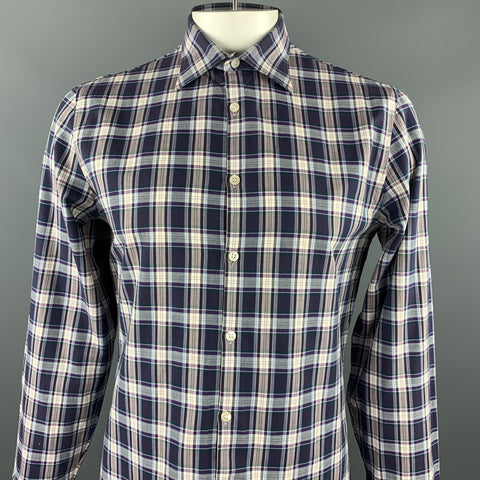 J. LINDEBERG Size L Purple Plaid Cotton Button Up Long Sleeve Shirt