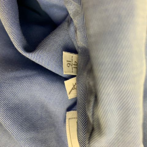ERMENEGILDO ZEGNA Size L Blue Cotton Button Up Long Sleeve Shirt