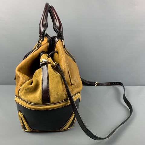 BURBERRY PRORSUM Bolso satchel Earlsburn de cuero en marrón oscuro ámbar