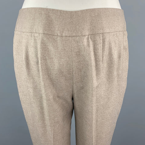 GIORGIO ARMANI Taille 14 Pantalon habillé en soie / cachemire taupe avec patte avant