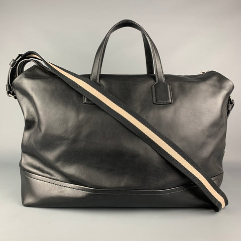 BALLY Black Leather Rectangle Duffle Bag
