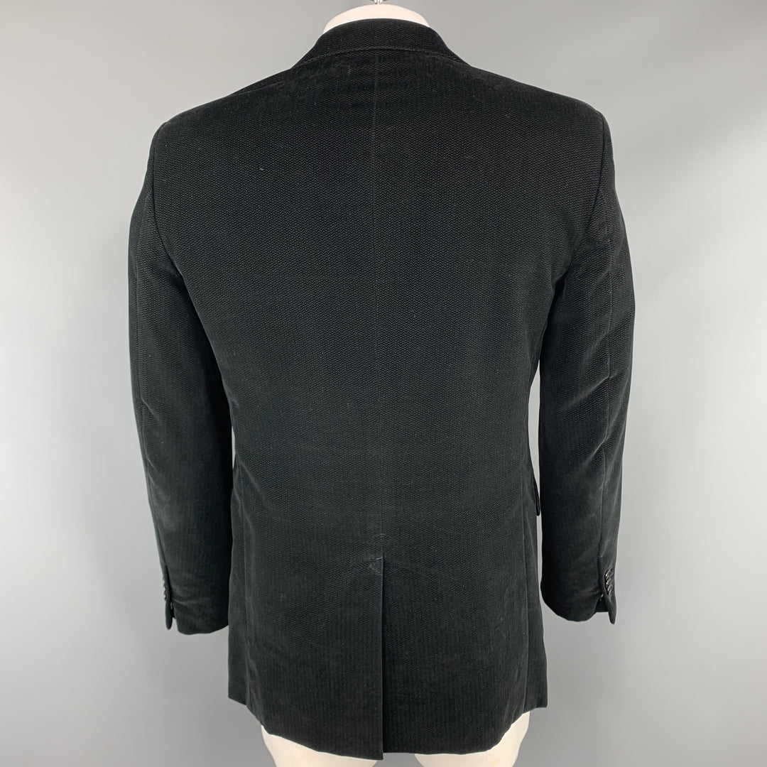 LOUIS VUITTON Size 44 Textured Black Cotton Velvet Notch Lapel Sport Coat