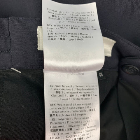 VALENTINO Taille 32 Pantalon habillé en laine / mohair bleu marine et blanc avec braguette zippée