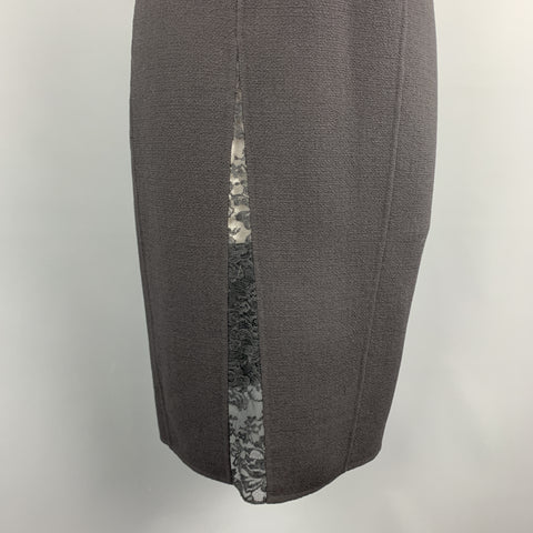 REEM ACRA Size 4 Black Wool Lace Panel Sheath Dress