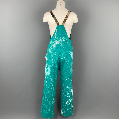 TIME AND PLACE Size M Green & White Paint Splattered Cotton Overalls