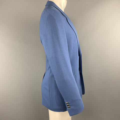 YVES SAINT LAURENT Taille 36 Manteau de sport bleu en mohair avec revers cranté et poche plaquée