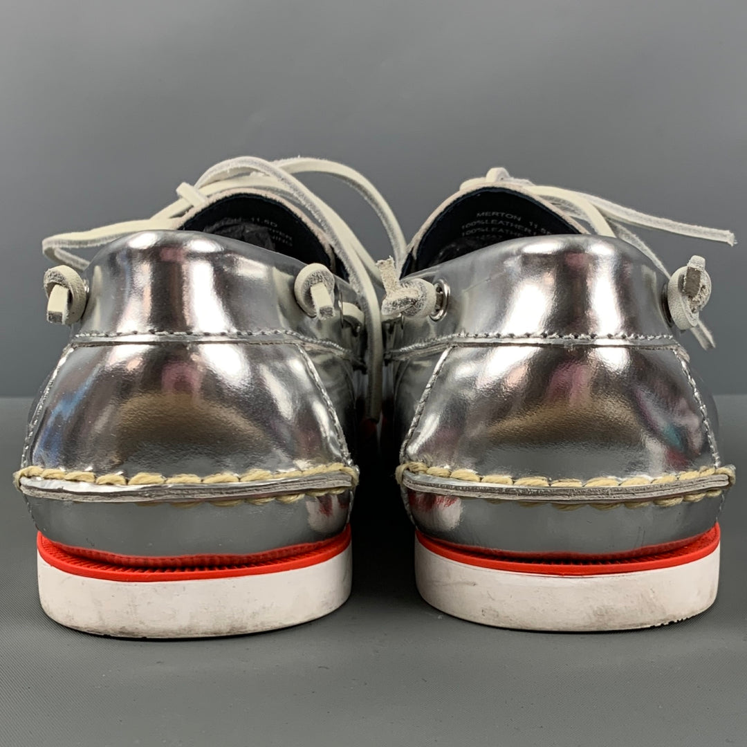 POLO de RALPH LAUREN Talla 11.5 Mocasines náuticos blancos plateados