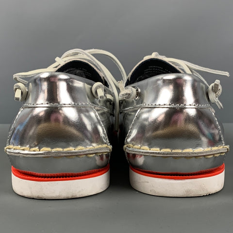 POLO by RALPH LAUREN Size 11.5 Silver White Boat Shoe Loafers