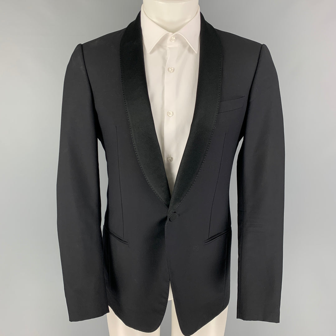 LANVIN Size 38 Black Wool Mohair Shawl Collar Sport Coat
