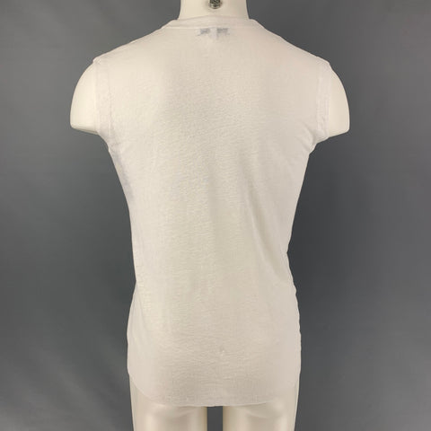 IRO Tissa Size XS White Solid Linen Crew-Neck Tank Top