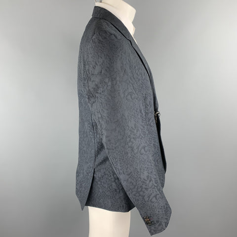 PAUL SMITH Size 42 Slate Jacquard Cotton / Nylon Notch Lapel Sport Coat