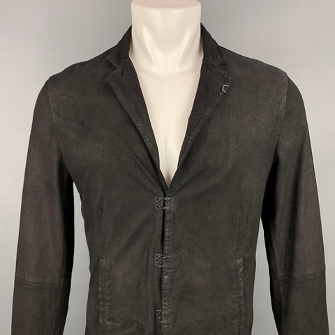 JOHN VARVATOS Size S Black Distressed Suede Notch Lapel Jacket