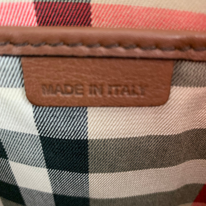 BURBERRY Tan Solid Leather Briefcase Bags