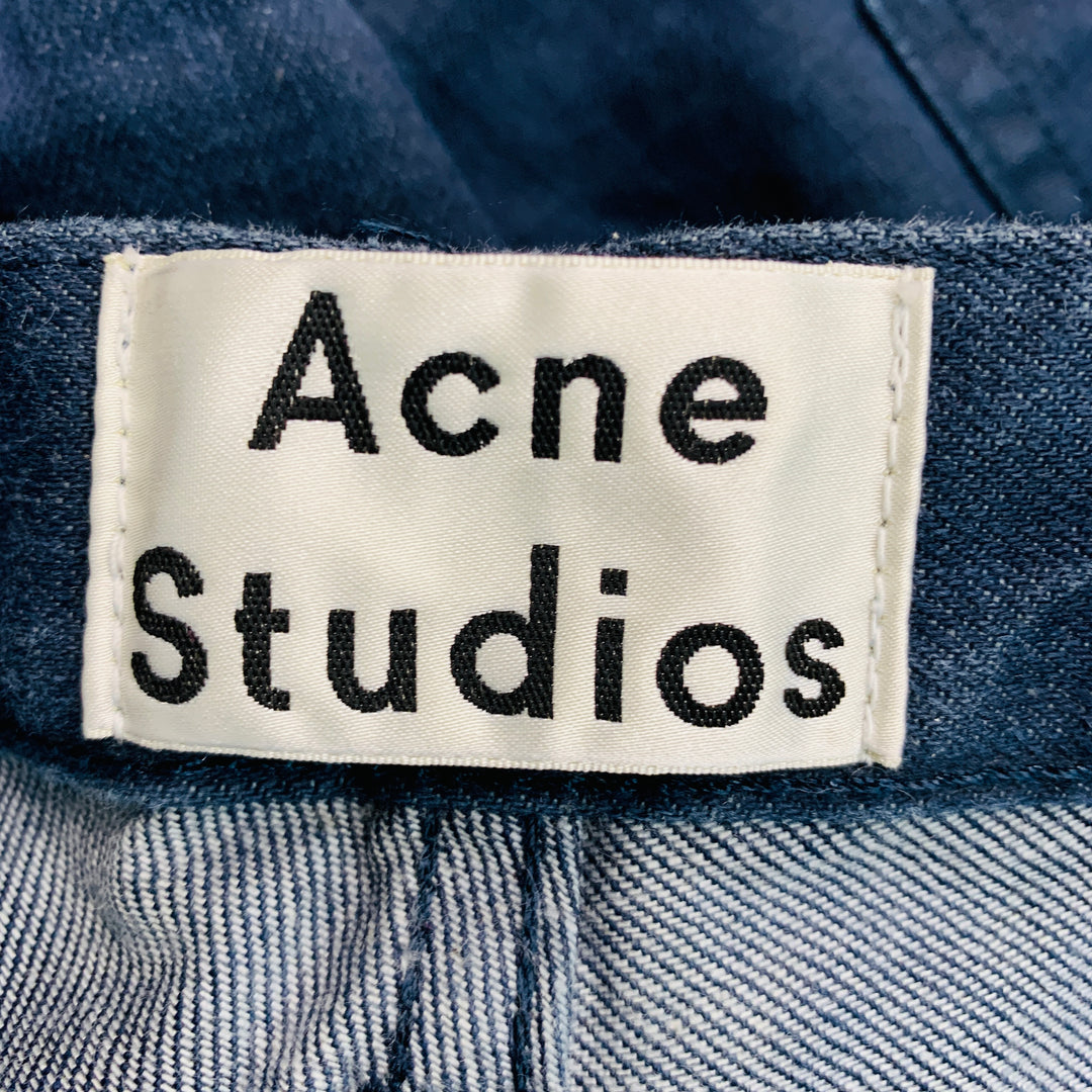 ACNE STUDIOS Talla 34 Pantalones casuales de mezcla de algodón azul marino con 5 bolsillos