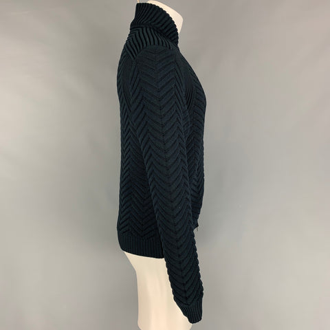 CALVIN KLEIN COLLECTION Size M Navy Knitted Polyester Zip Up Jacket