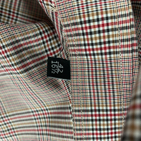 GUCCI Size L Navy Red Plaid Cotton Long Sleeve Shirt
