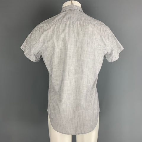 THEORY Size S Grey Stripe Cotton Short Sleeve Shirt